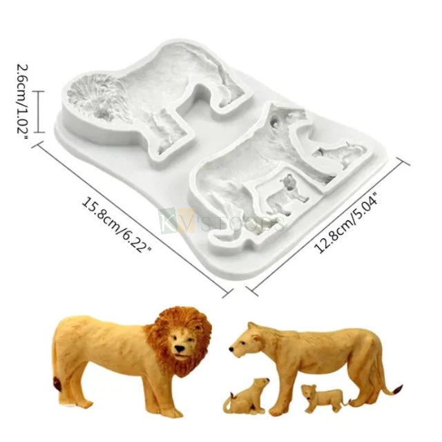 Jungle Zoo Theme Animals Lion Tiger Family Chocolate Silicone Fondant Mould