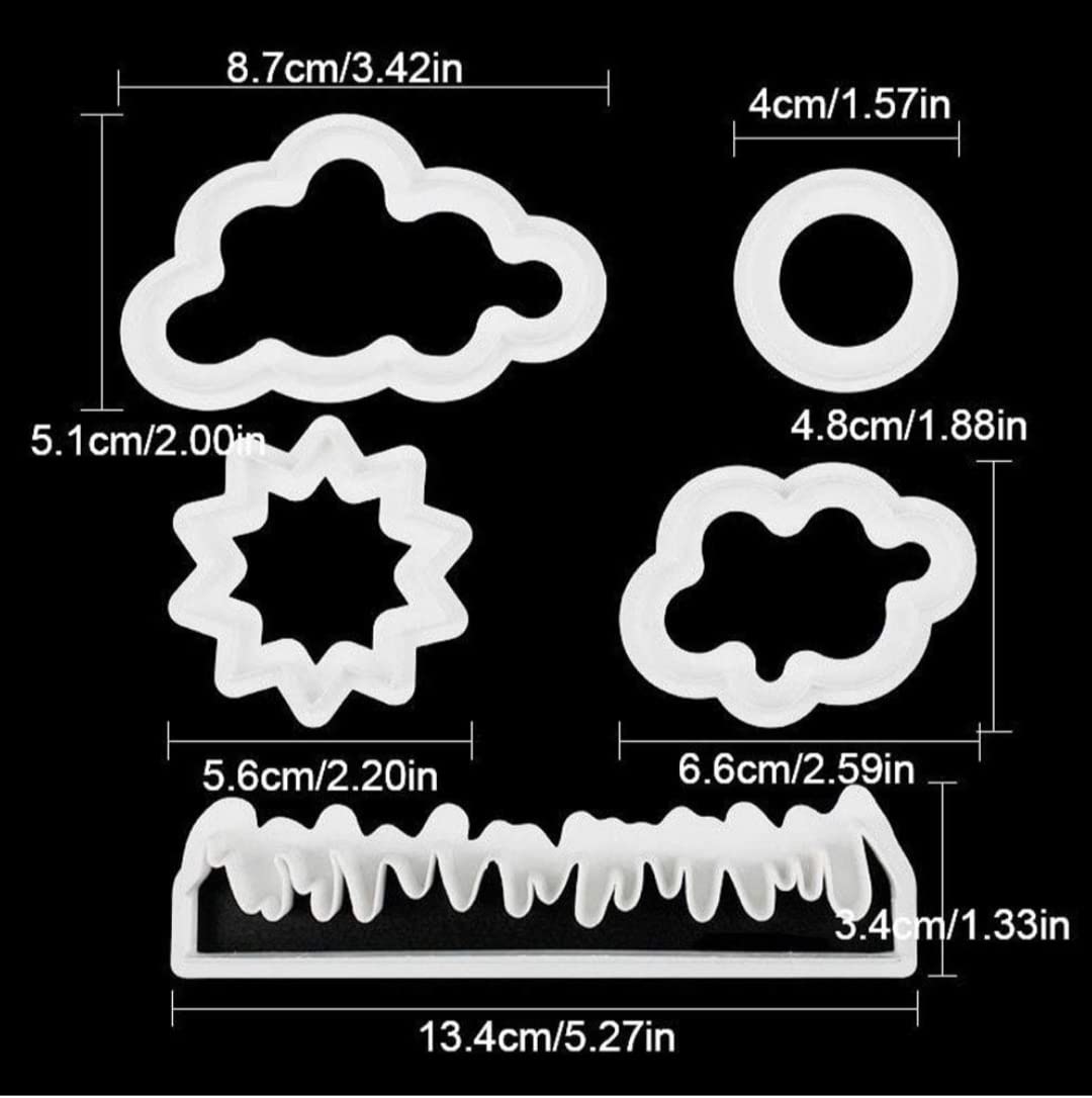Nature Cutter Set, Grass Sun Cloud Cookie Cake Cutter ( 5 pc set)