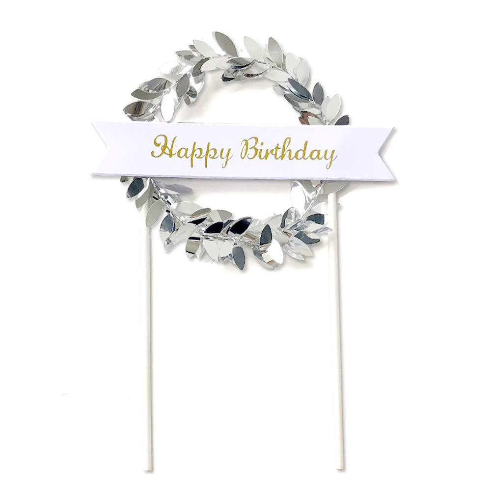 Leaf Wreath Happy Birthday Cake Topper