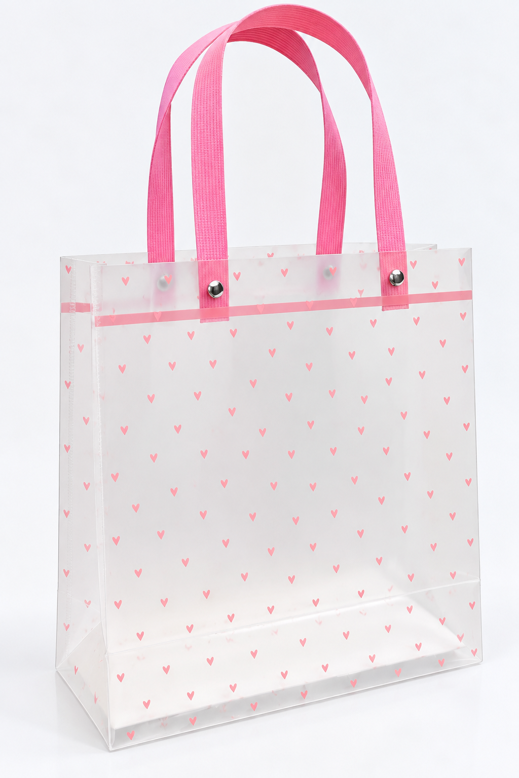 TRANSPARENT Pink Heart PVC Gift Bag