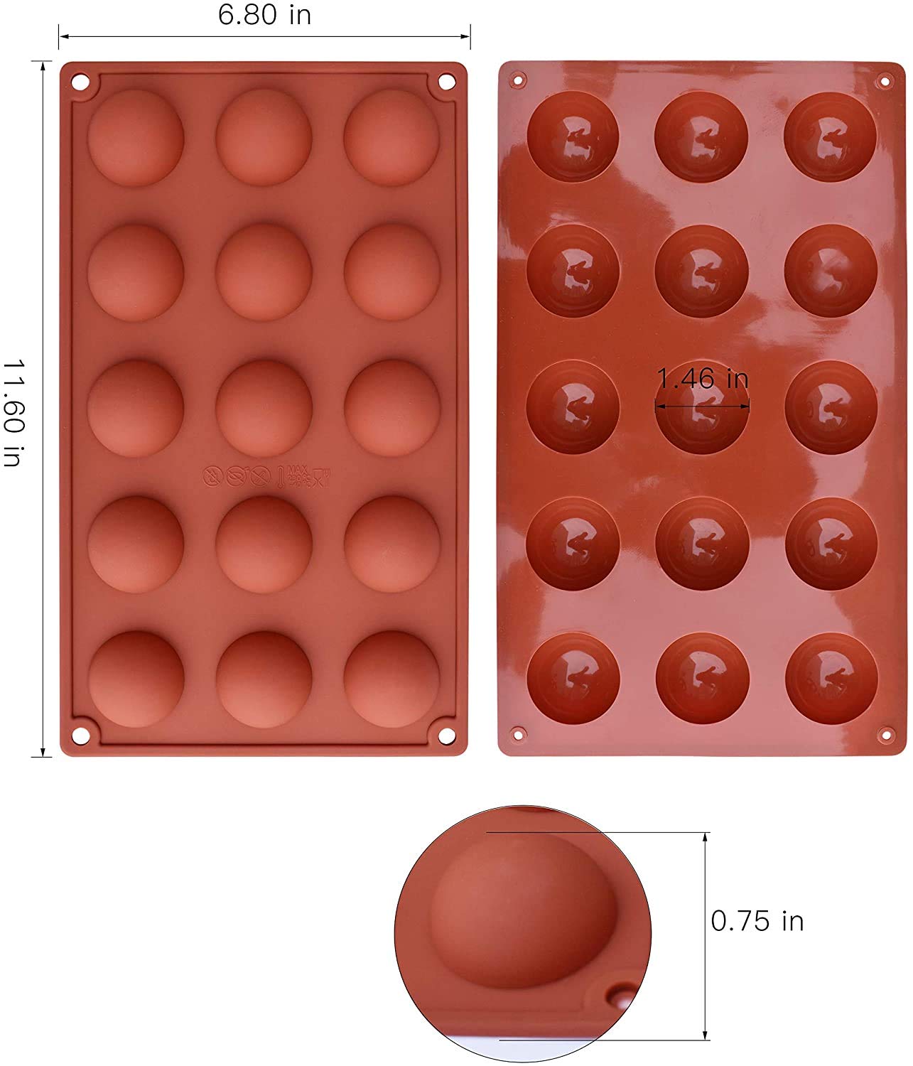 15 Cavity Half Sphere Half Circle Hemisphere Chocolate Mould