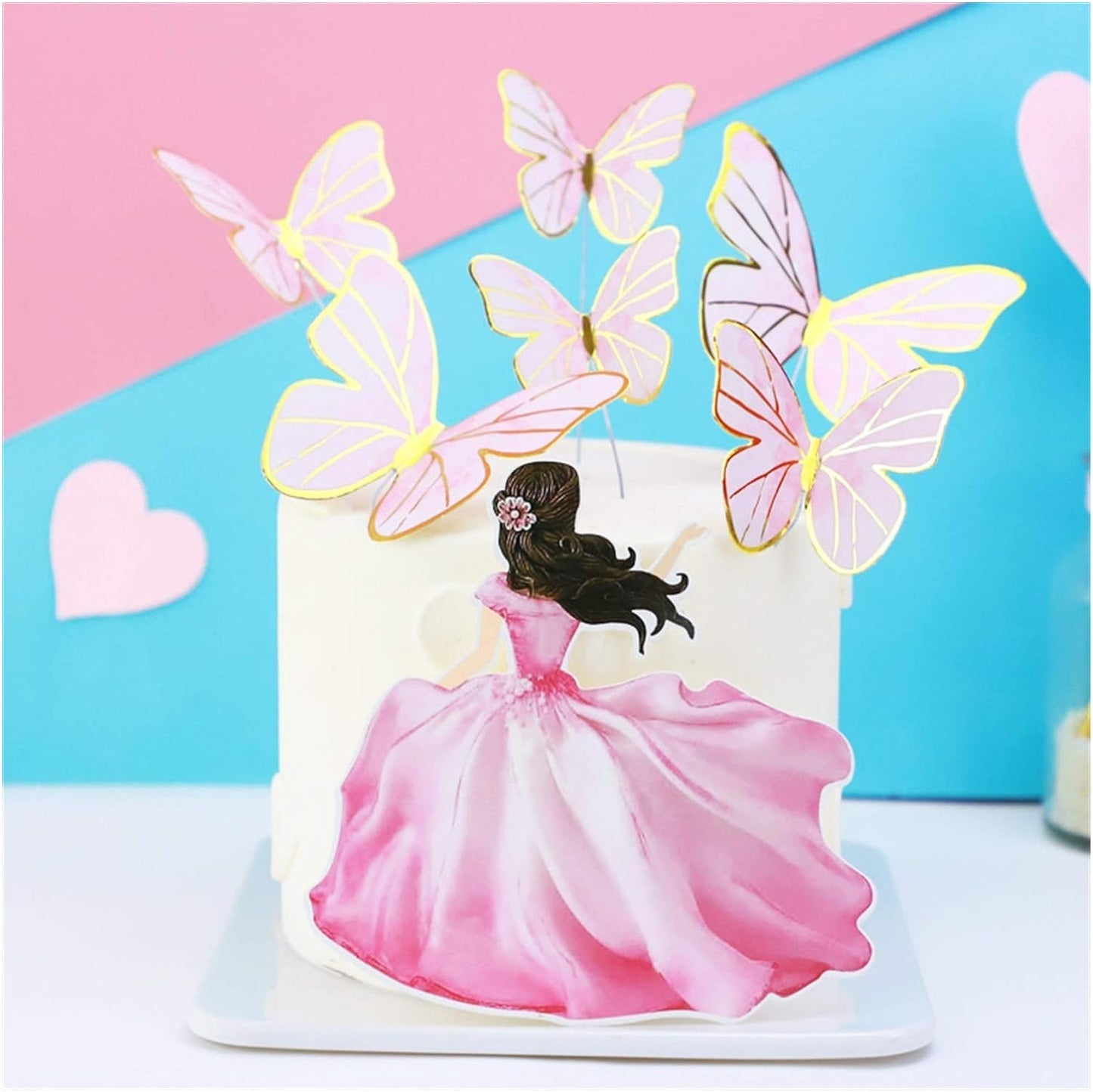 3 D Imported Paper Butterfly with Back Girl Cake Topper