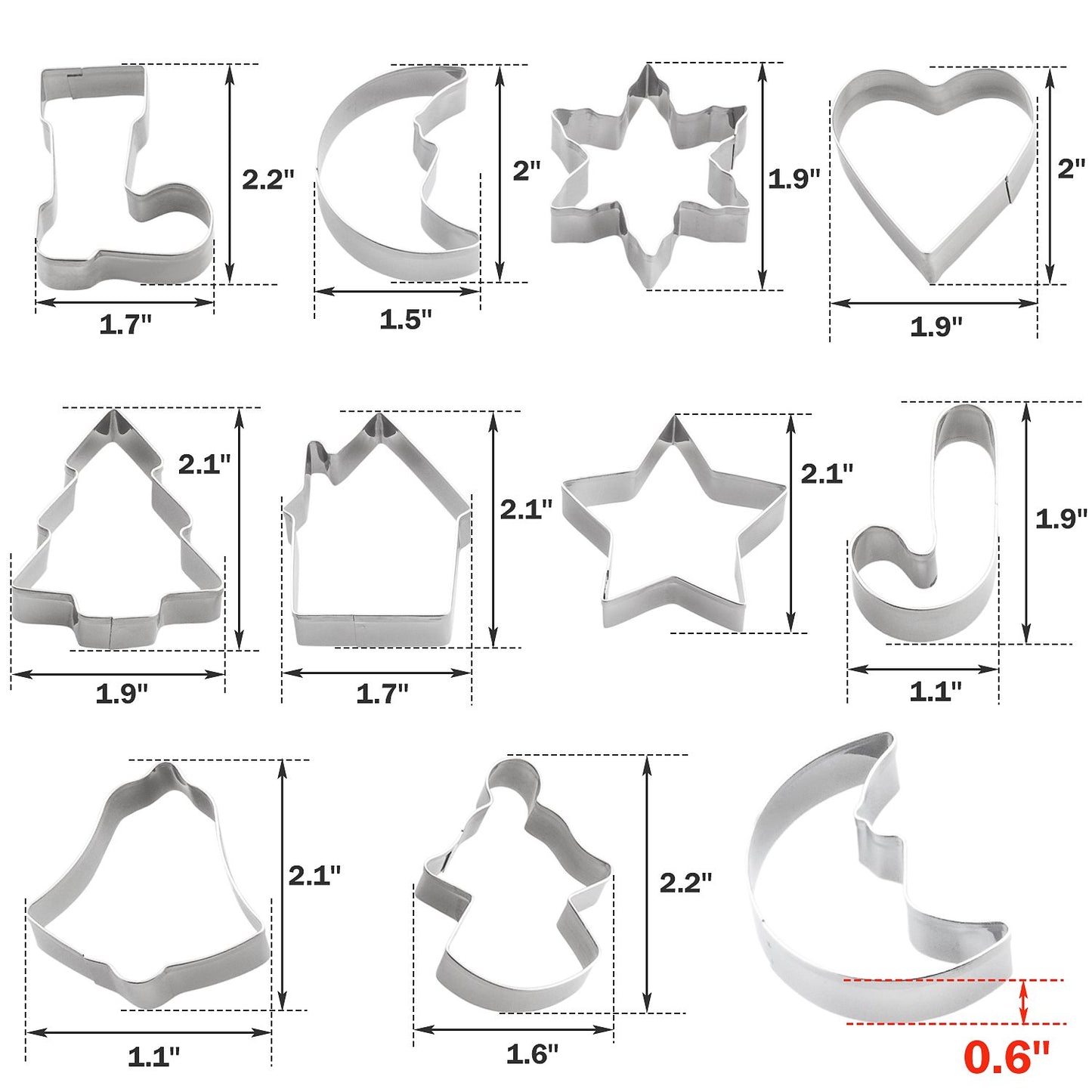 Stainless Steel Christmas Cookie Cutter Set