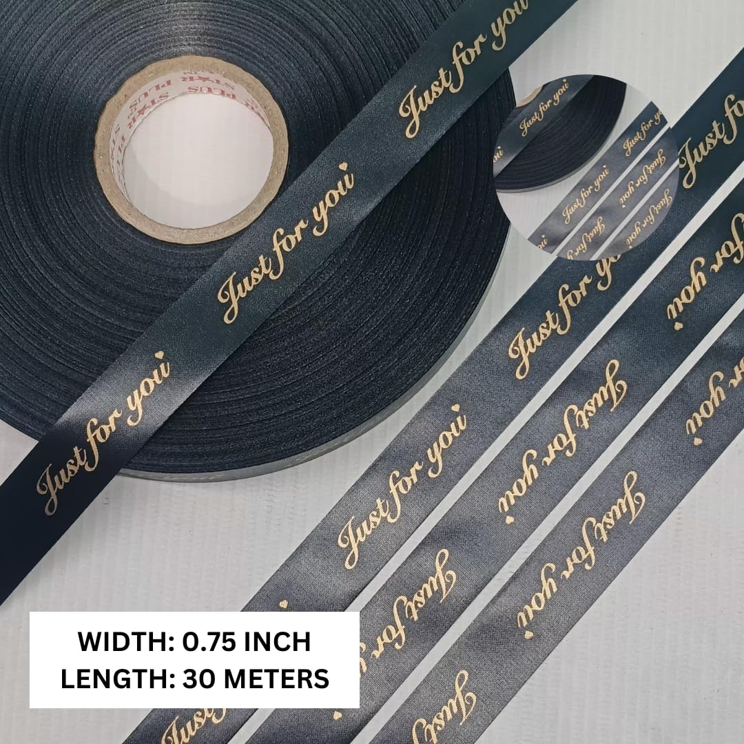 New " Just for You " Printed with Heart Satin Ribbon