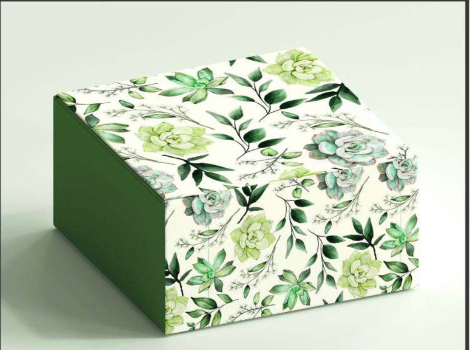 Green Leaf Print Half Kg Cake Box