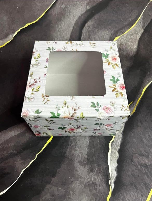 Floral Cake Box With Window (Half KG)-10pcs
