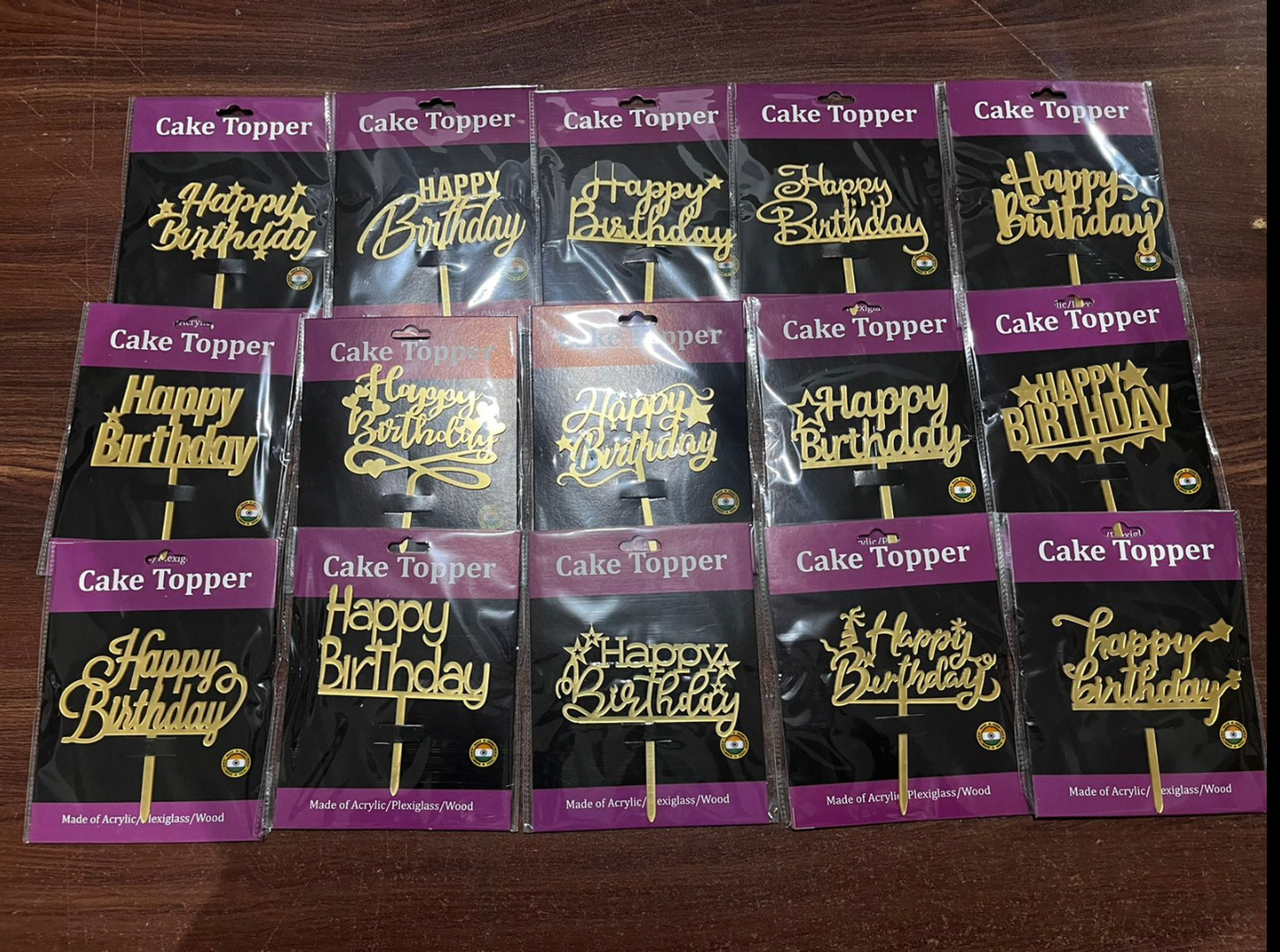 Acrylic Happy Birthday Cake Toppers (Pack of 10 pc)