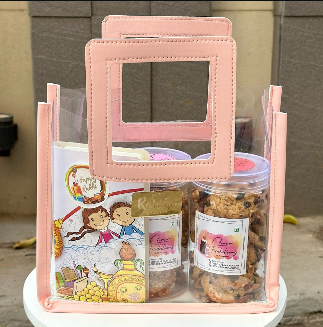 Transparent Square Handle Bag with Border