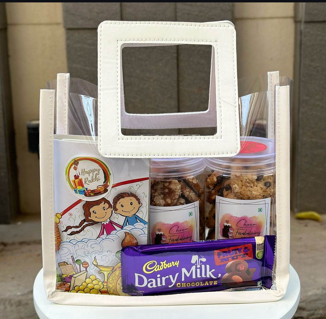 Transparent Square Handle Bag with Border