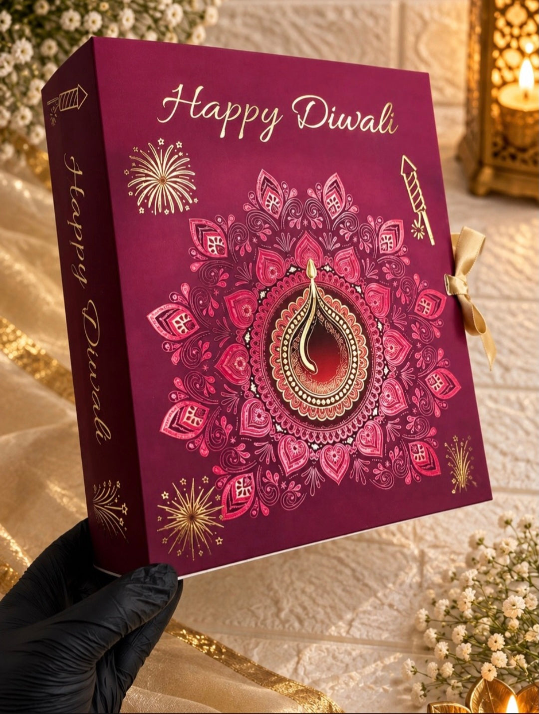 New Diwali Hamper Box with Gold Foil Printing 10 x8x3(Pack of 5 pc)