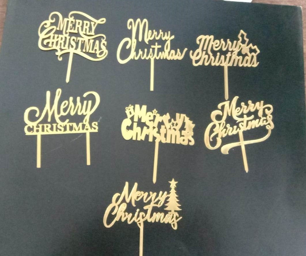 Acrylic Merry Christmas Golden Topper