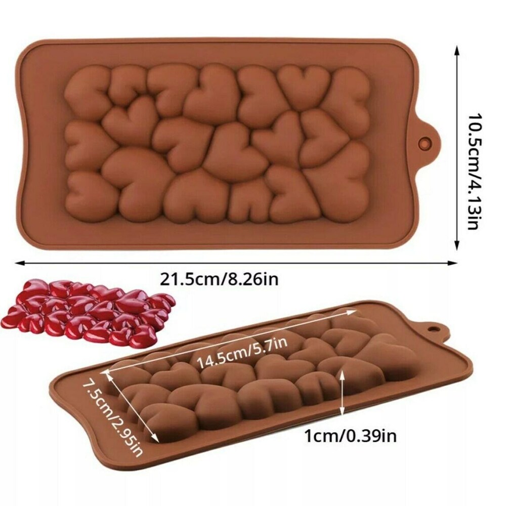 3 D Hearts Bar Chocolate Silicon Mould