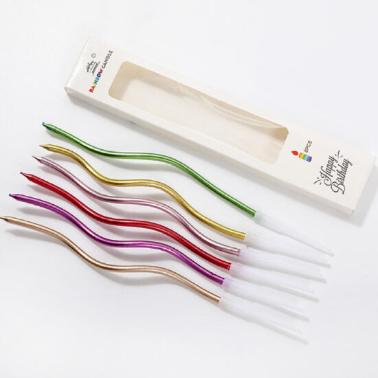 Twisty Birthday Candles Set Metallic Curly Coil Candles with Holders