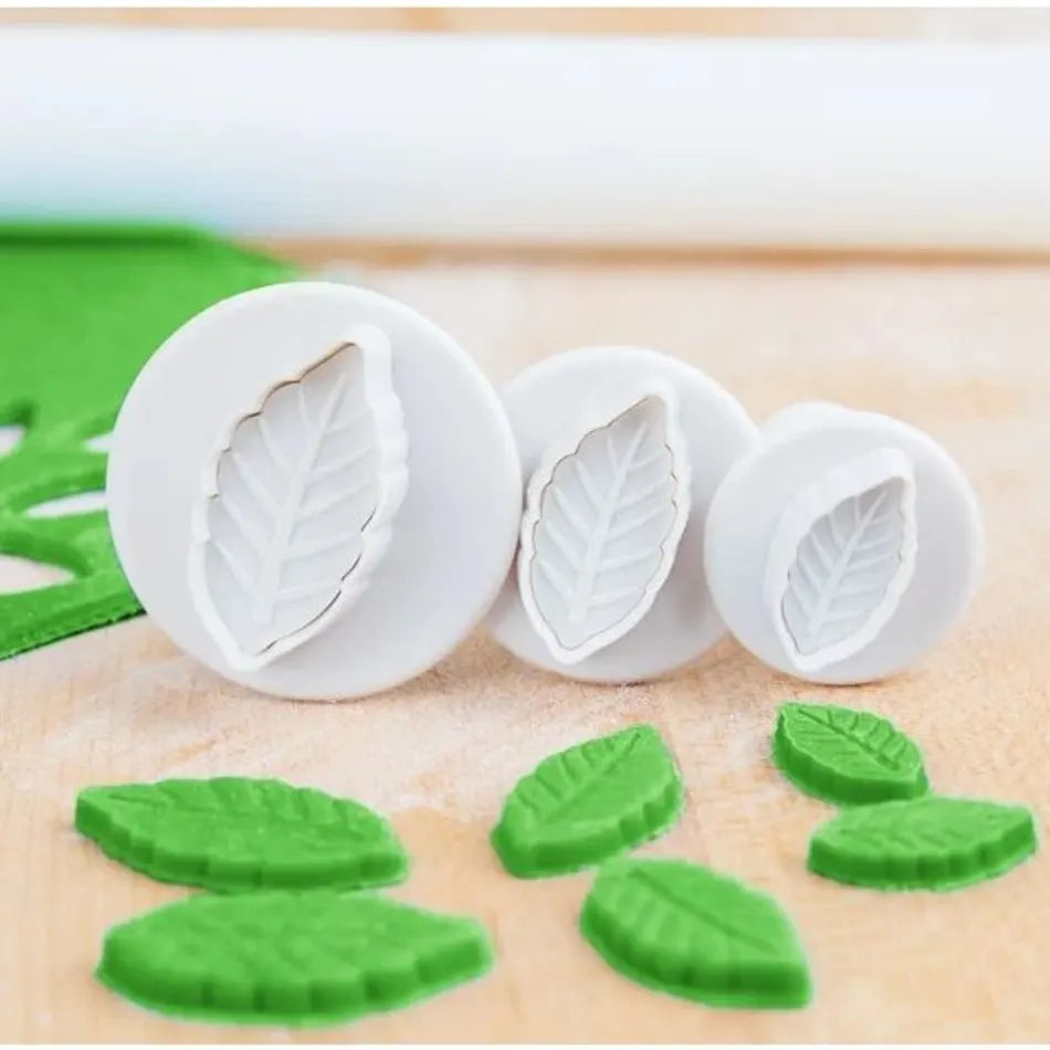 Rose Leaf Fondant Plunger Cutter Set