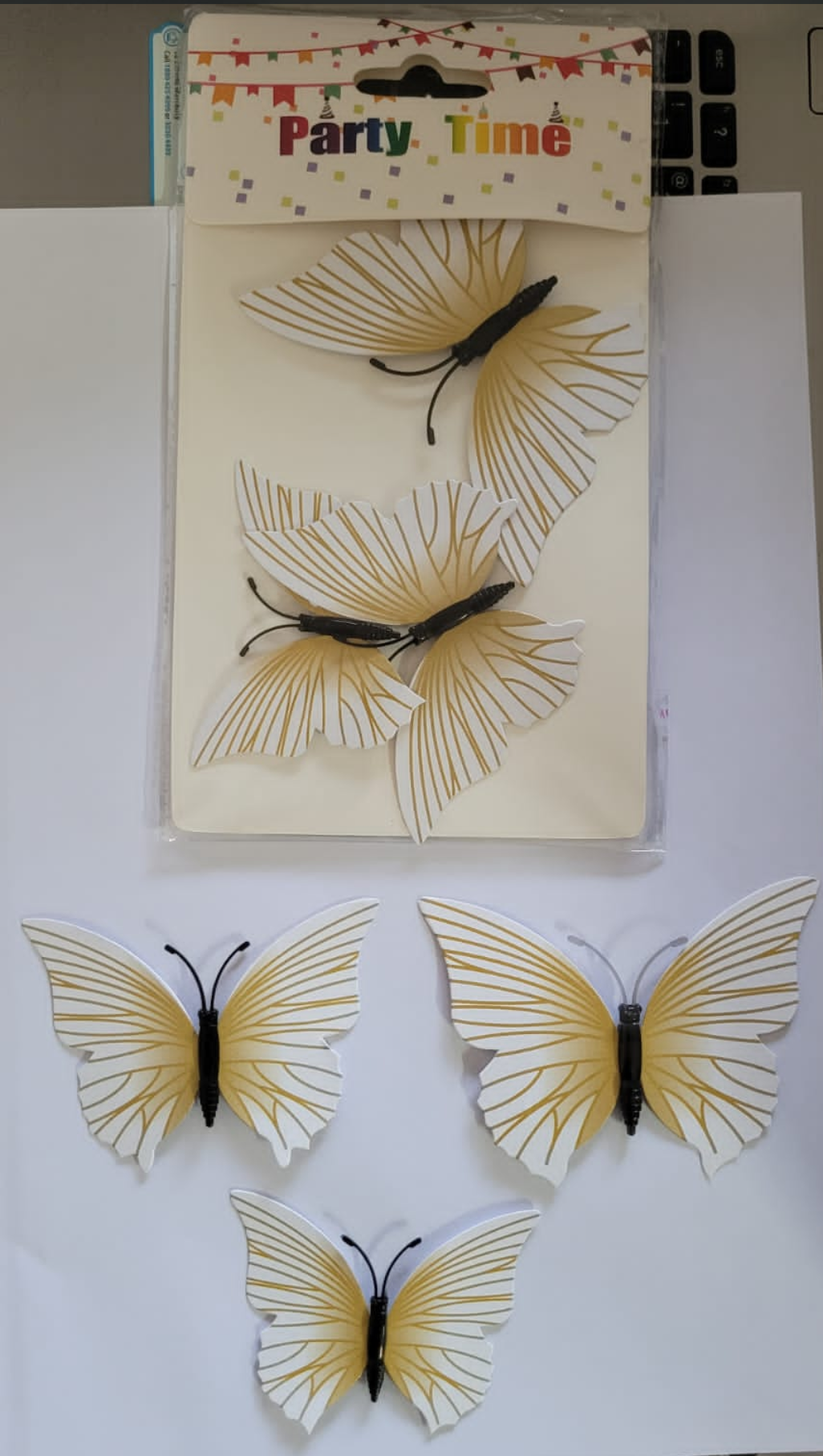 New 3D Paper Butterfly White (Pack Of 3 Pc)