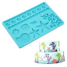 New Creative Underwater World conch shell mould 3D wave Star fondant cake decoration embossing mold silicone mold