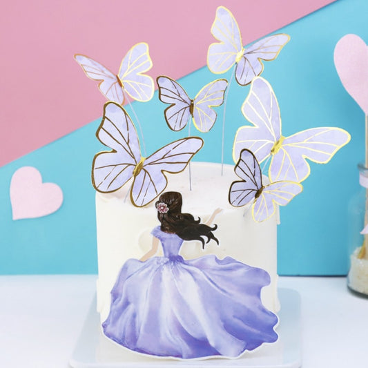 3 D Imported Paper Butterfly with  Back Girl Cake Topper