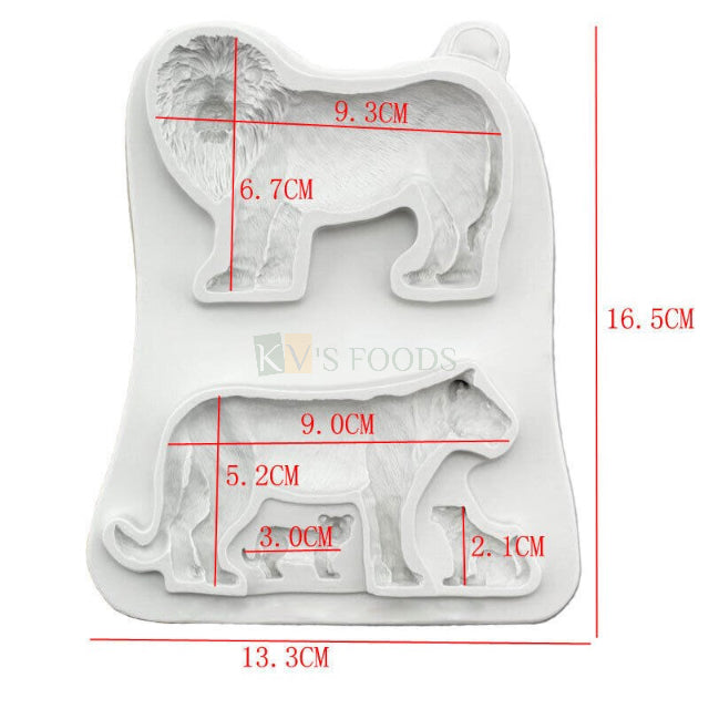 Jungle Zoo Theme Animals Lion Tiger Family Chocolate Silicone Fondant Mould