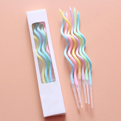 Twisty Birthday Candles Set Metallic Curly Coil Candles with Holders