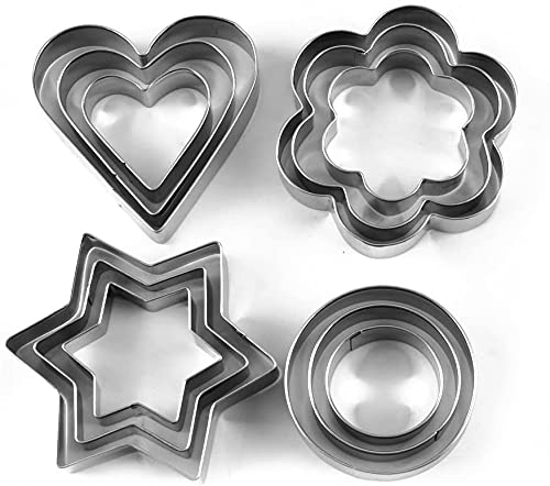 Stainless Steel Cookie Cutter 4 Shape, 12 pcs Set