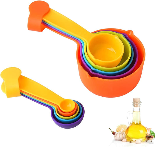 Plastic Measuring Cups and Spoons Set 10 Pieces