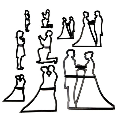 7 Piece/Set Wedding Couple for Valentines Silhouette Stencil Cake Decorating Cutting set