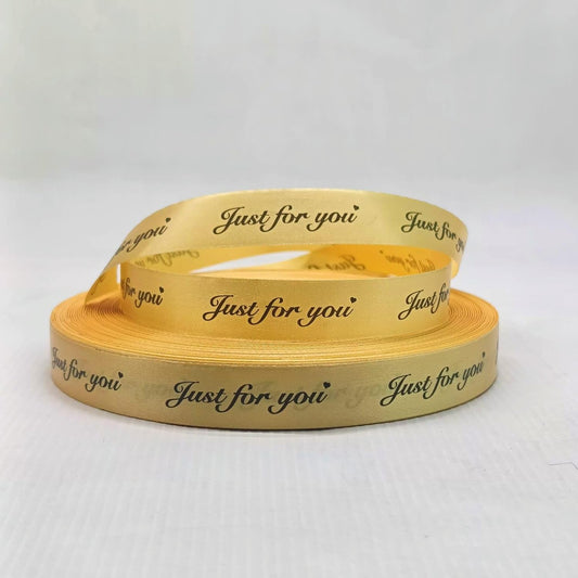 New " Just for You  " Printed with Heart Satin Ribbon