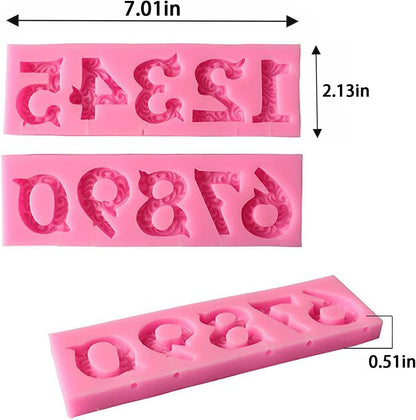 Silicone Number 0-9 3D Embossed Fondant Chocolate Mold