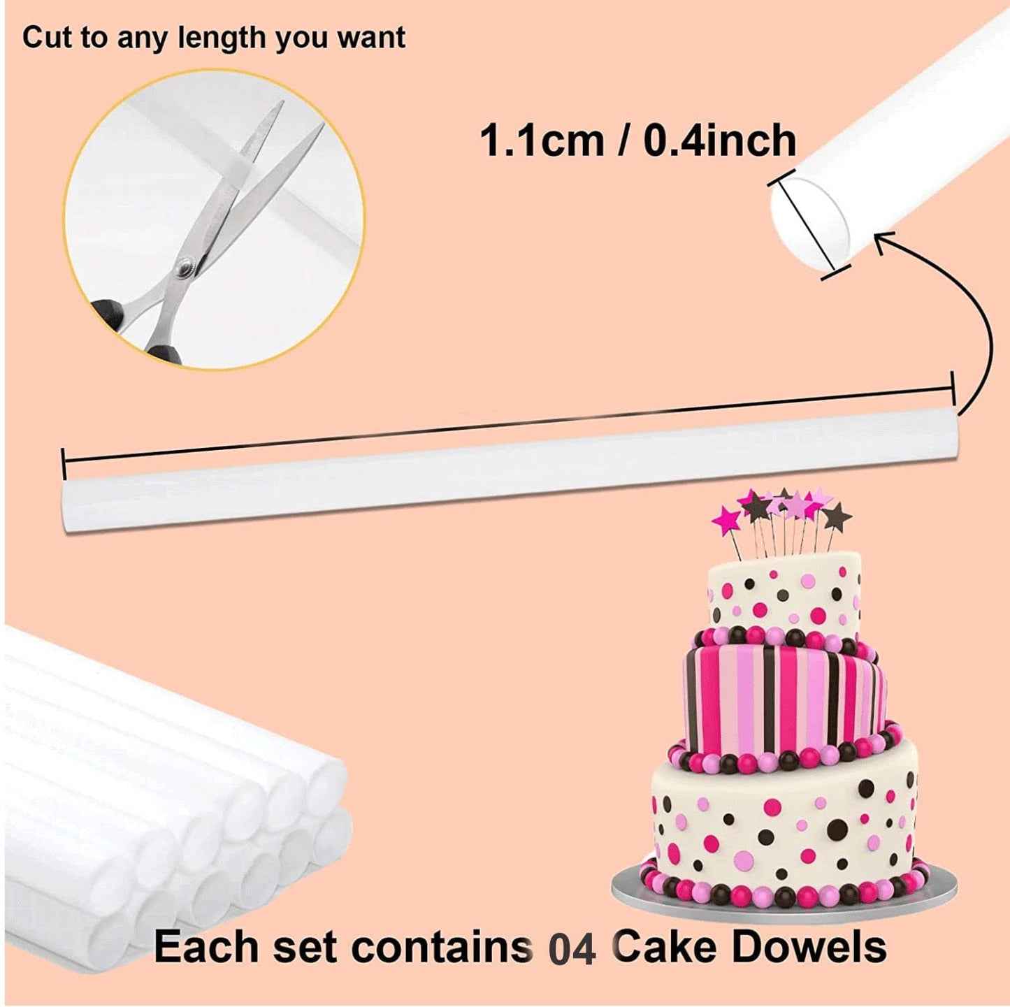 Plastic Cake Dowel (Pack of 8 Pc)