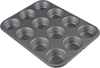 12 Cups Non Stick Muffin Baking Tray (Big) (Black)