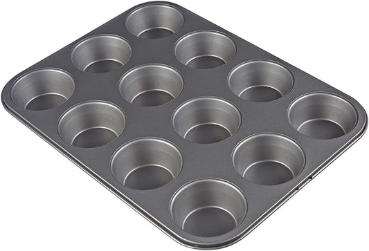 12 Cups Non Stick Muffin Baking Tray (Big) (Black)