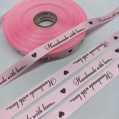 Beautiful Handmade with Love Print Satin Ribbon