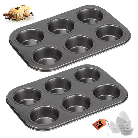 Non Stick 6 Cavity  Muffin Tray (Black)
