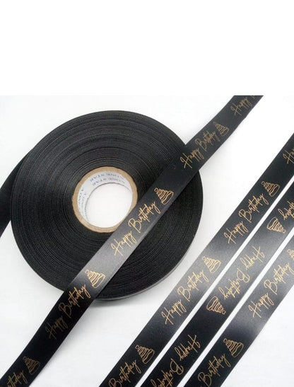 Beautiful Happy Birthday Print Satin Ribbon