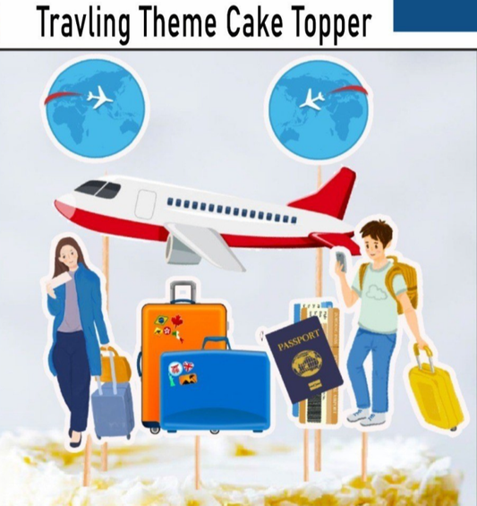 Travelling Theme Paper Cake Topper