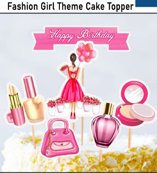 Fashion Girl Paper Theme Cake Topper
