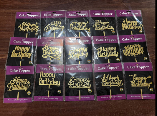 Acrylic Happy Birthday Cake Toppers (Pack of 10 pc)