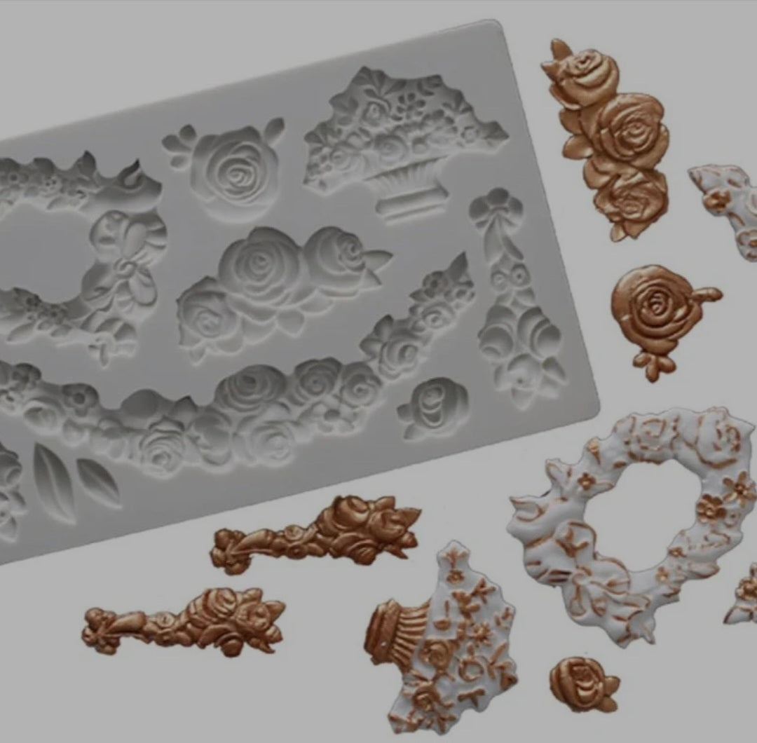 European Style Rose Patter Border Fondant Mould