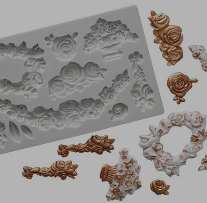 European Style Rose Patter Border Fondant Mould