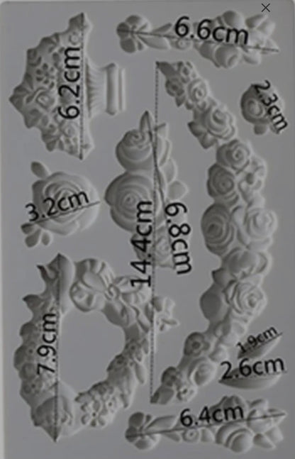 European Style Rose Patter Border Fondant Mould