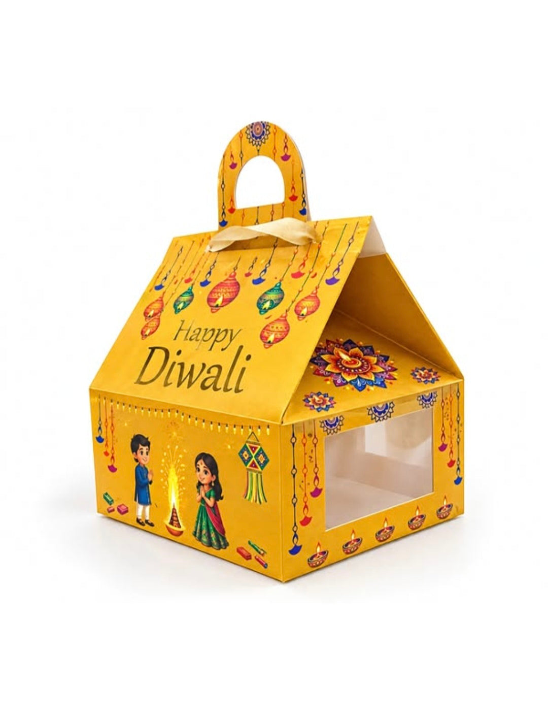 Diwali Print Hut Shape box (size 7x7x3.5)