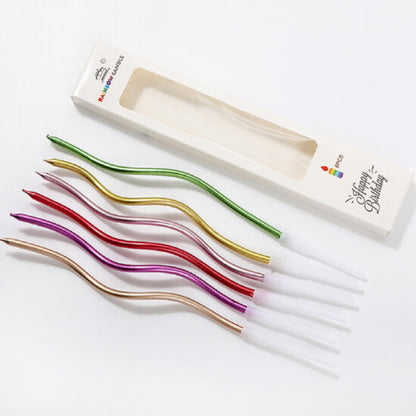 Twisty Birthday Candles Set Metallic Curly Coil Candles with Holders
