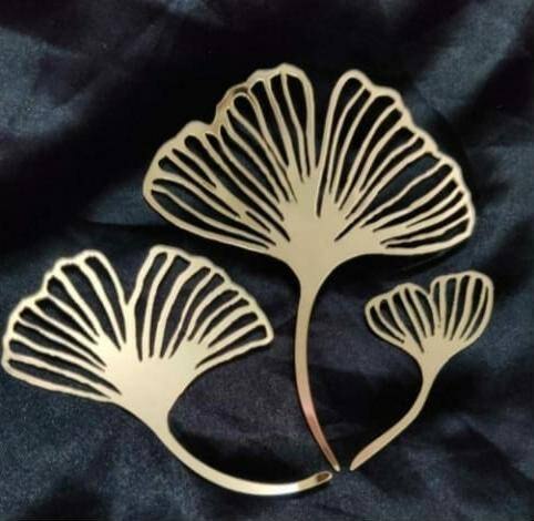 Acrylic 3 PCs Ginkgo Leaves Gold Cake Topper
