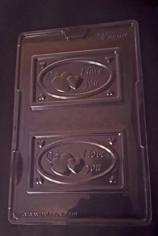 Cacao I love You with Heart Design Bar Chocolate Pvc Mould