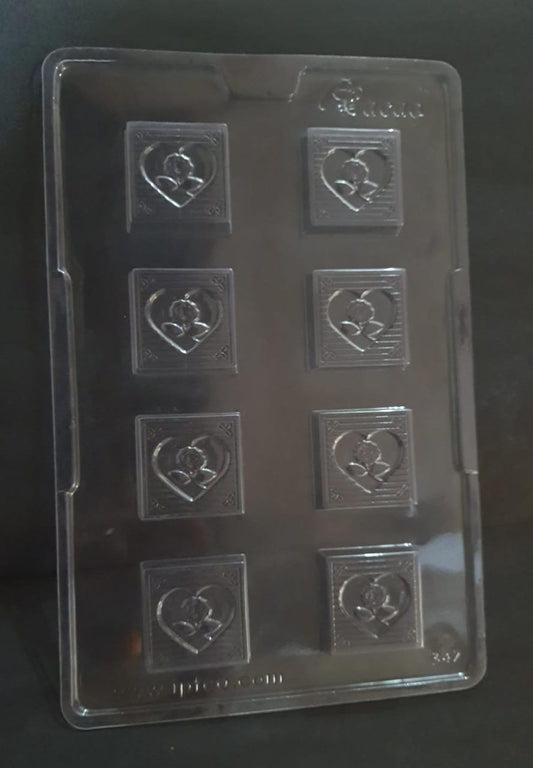 Cacao Square With Heart Design Bar Chocolate Pvc Mould