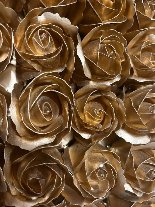 Beautiful Golden Color Artificial Soft Roses ( Pack of 5)