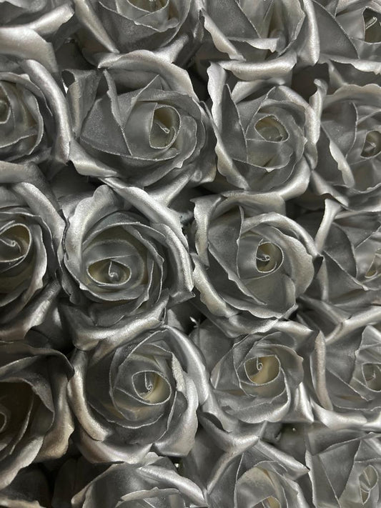 Beautiful Silver Color Artificial Soft Roses ( Pack Of 5)