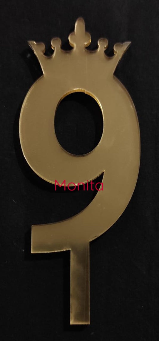Gold Acrylic Numbers Crown Cake Topper For Wedding Anniversary Or Birthday Party Decorations(Six) Gold Acrylic Numbers Crown Cake Topper For Wedding Anniversary Or Birthday Party Decorations(Nine)