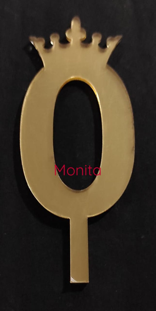 Gold Acrylic Numbers Crown Cake Topper For Wedding Anniversary Or Birthday Party Decorations(Zero)